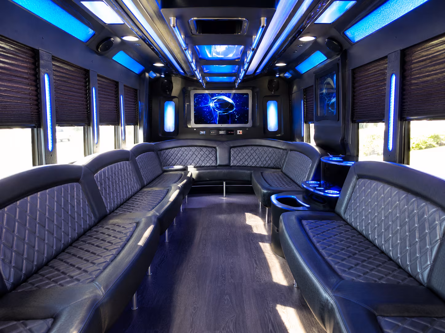 Long Beach Private Event Transportation party bus exterior