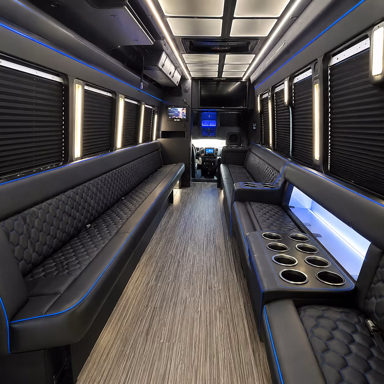 Long Beach Private Event Transportation party bus interior