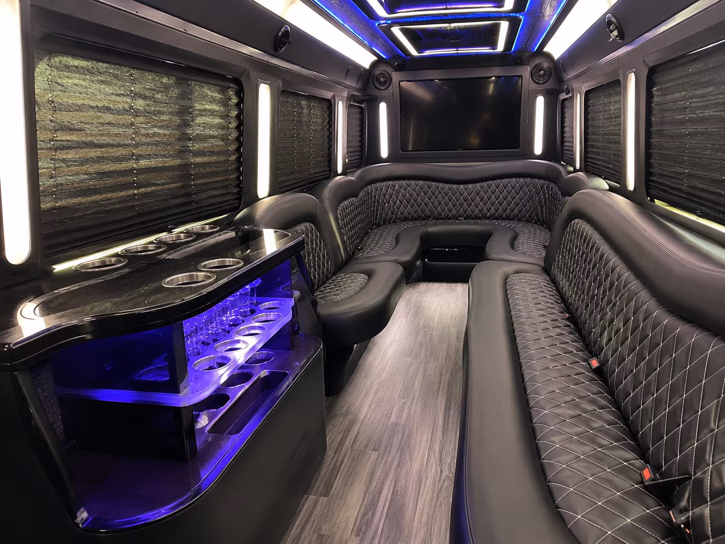 Long Beach Private Event Transportation party bus interior