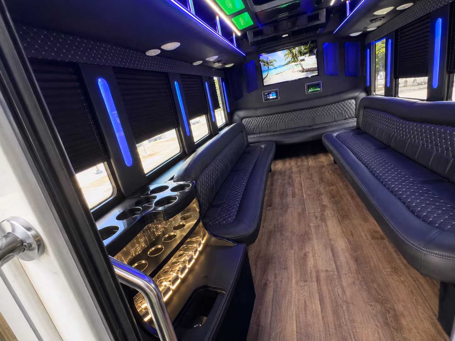 Long Beach Prom & Homecoming Transportation party bus exterior