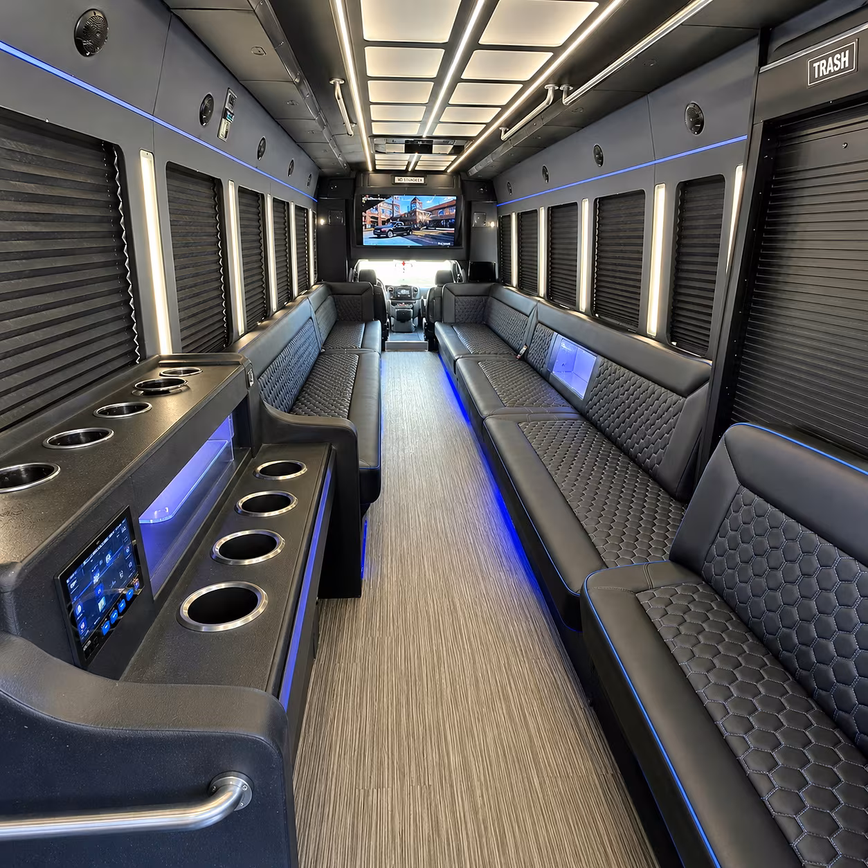Long Beach Sporting Event Transportation party bus interior